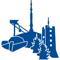 Icon-Logo der Tourismusregion Ochsenkopf mit Seilbahn, Sendeturm und Aussichtsturm.
