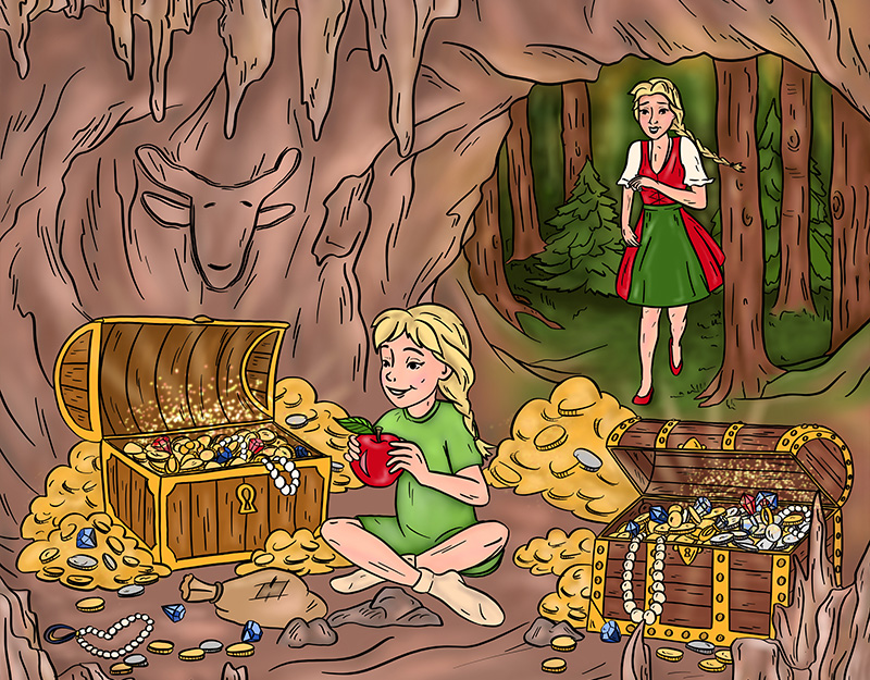 Illustration der Ochsenkopfsage auf dem Märchenwanderweg