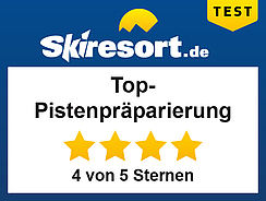 Auszeichnung „Top Pistenpräparierung“ von Skiresort.de mit 4 von 5 Sternen.