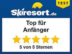 Skiresort.de Auszeichnung „Top für Anfänger“ mit 5 von 5 Sternen.